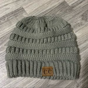 C.C Messy Bun Knit Hat; OS
